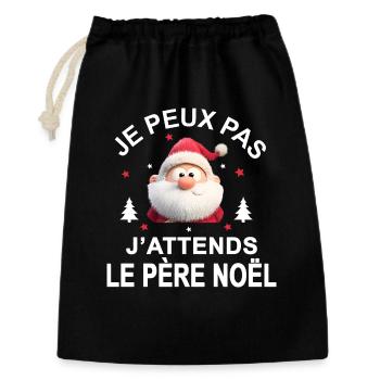 je peux pas j'attends le père noel Cadeau  - Sac cadeau 30 x 45 cm - noir - Devant