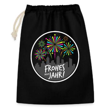 Frohes Neues Jahr 2026 Lustiges Silvester Geschenk - Geschenkbeutel aus Baumwolle (30 x 45 cm) - Schwarz - Vorne