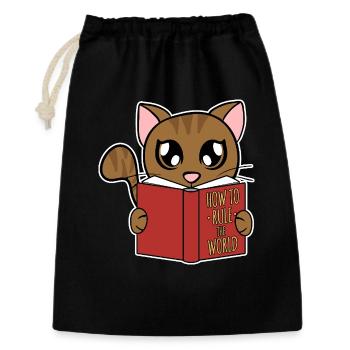 Cute Cat Reads How to Rule the World - Gift Bag 30 x 45 cm - black - Front
