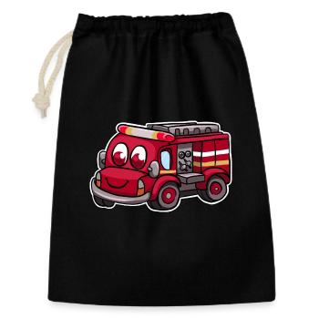Camions de pompiers - Sac cadeau 30 x 45 cm - noir - Devant