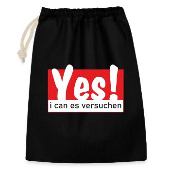 Yes i can es versuchen - Geschenkbeutel aus Baumwolle (30 x 45 cm) - Schwarz - Vorne