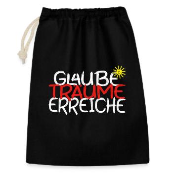 Glaube, Träume, Erreiche – Motivationsspruch - Geschenkbeutel aus Baumwolle (30 x 45 cm) - Schwarz - Vorne
