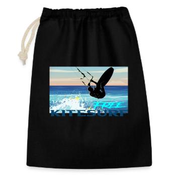 Kitesurf - Geschenkbeutel aus Baumwolle (30 x 45 cm) - Schwarz - Vorne