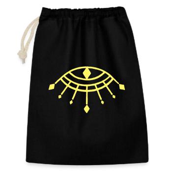Gelbes Auge des Horus - Geschenkbeutel aus Baumwolle (30 x 45 cm) - Schwarz - Vorne