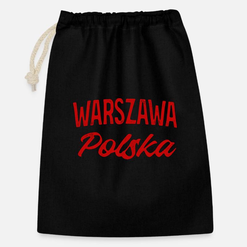 Warszawa Polska Retro Script - Geschenkbeutel aus Baumwolle (30 x 45 cm) - Schwarz