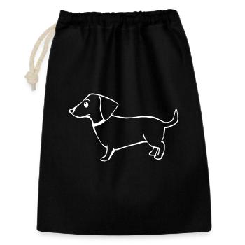 Dachshund Hunde T-shirt Hundeshirt Geschenk - Geschenkbeutel aus Baumwolle (30 x 45 cm) - Schwarz - Vorne