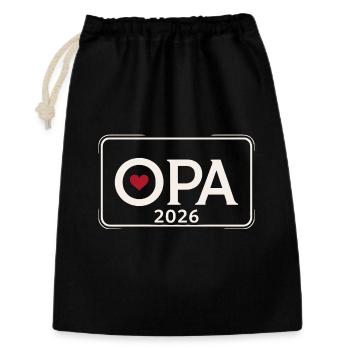 OPA 2026 Stolzer Großvater Ankündigung - Geschenkbeutel aus Baumwolle (30 x 45 cm) - Schwarz - Vorne
