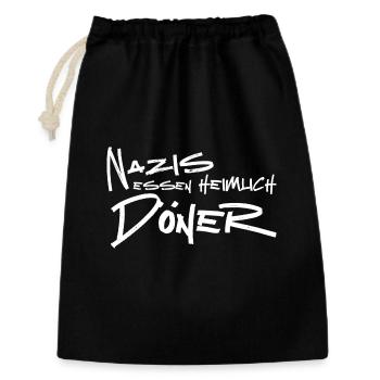 Nazis essen heimlich Döner - Geschenkbeutel aus Baumwolle (30 x 45 cm) - Schwarz - Vorne