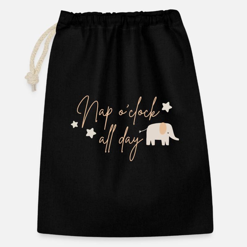 Nap o'clock all day, elephant beige - Gift Bag 30 x 45 cm - black