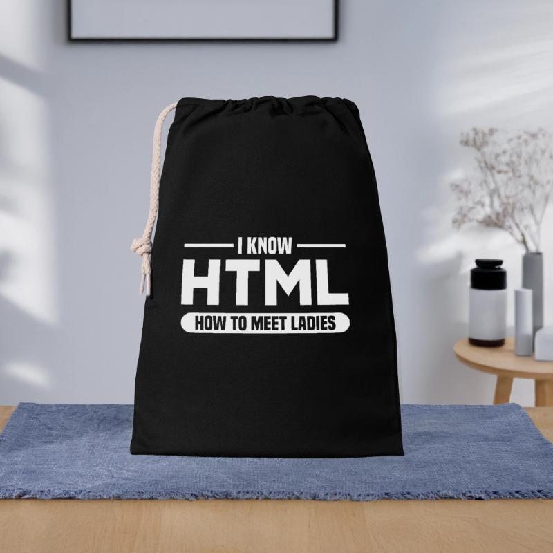 HTML Humor Code Programmierer Spruch Geschenkbeutel aus Baumwolle (30 x 45 cm)