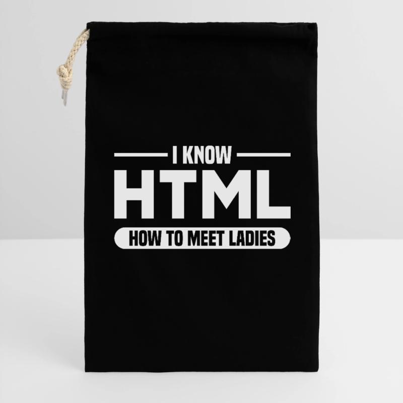 HTML Humor Code Programmierer Spruch Geschenkbeutel aus Baumwolle (30 x 45 cm)
