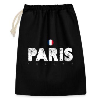 Paris Distressed Glyphen mit französischer Flagge - Geschenkbeutel aus Baumwolle (30 x 45 cm) - Schwarz - Vorne