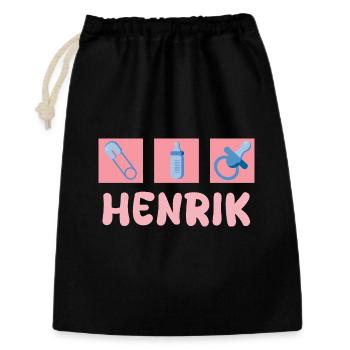 Geschenk für Henrik - Geschenkbeutel aus Baumwolle (30 x 45 cm) - Schwarz - Vorne