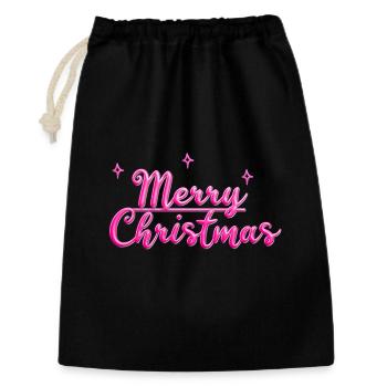 Frohe Weihnachten Neon Pink - Geschenkbeutel aus Baumwolle (30 x 45 cm) - Schwarz - Vorne