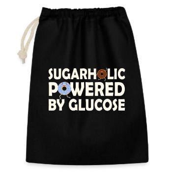 Sugarholic angetrieben von Glukose - Geschenkbeutel aus Baumwolle (30 x 45 cm) - Schwarz - Vorne