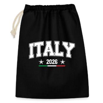 Italie 2026 en lettres imposantes et drapeau - Sac cadeau 30 x 45 cm - noir - Devant