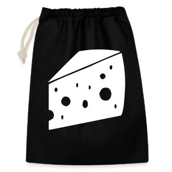 gros morceau de fromage avec des trous - Sac cadeau 30 x 45 cm - noir - Devant