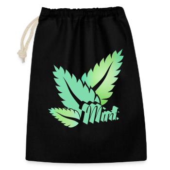 stylized green mint leaves with typography - Gift Bag 30 x 45 cm - black - Front