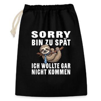 Sarcasm Sloth – Sorry I'm Too Late - Gift Bag 30 x 45 cm - black - Front