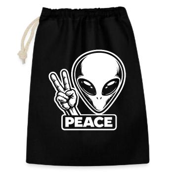 Außerirdischer Alien Peace Frieden auf Erden - Geschenkbeutel aus Baumwolle (30 x 45 cm) - Schwarz - Vorne
