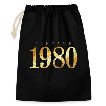 Né en 1980 (vintage jaune doré) anniversaire - Sac cadeau 30 x 45 cm - noir - Devant