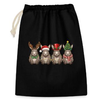 Lumières de Noël Âne Père Noël - Sac cadeau 30 x 45 cm - noir - Devant