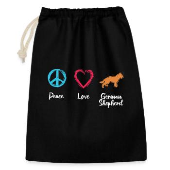 Frieden Liebe Schäferhund - Geschenkbeutel aus Baumwolle (30 x 45 cm) - Schwarz - Vorne