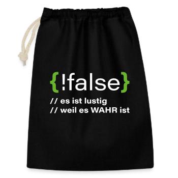 false - Lustiger Programmierer Spruch - Geschenkbeutel aus Baumwolle (30 x 45 cm) - Schwarz - Vorne