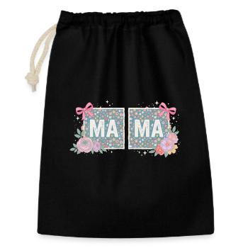 MAMA Carrés Fleuris et Nœuds Roses | Rétro - Sac cadeau 30 x 45 cm - noir - Devant