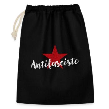 Antifaschistisch - Geschenkbeutel aus Baumwolle (30 x 45 cm) - Schwarz - Vorne