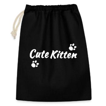 Cute Kitten hell, Tier Tatzen, für mama - Geschenkbeutel aus Baumwolle (30 x 45 cm) - Schwarz - Vorne