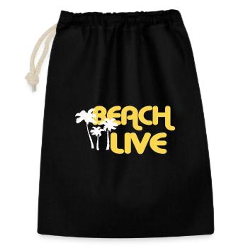 BEACH LIVE - Geschenkbeutel aus Baumwolle (30 x 45 cm) - Schwarz - Vorne