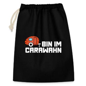 Caravan Wohnwagen Wahnsinn Camping coole Sprüche - Geschenkbeutel aus Baumwolle (30 x 45 cm) - Schwarz - Vorne
