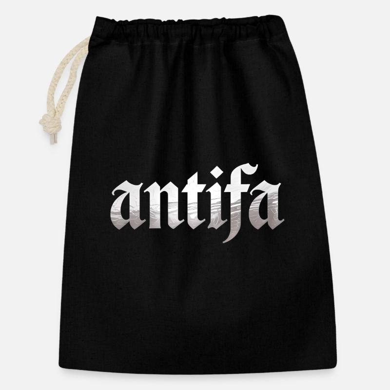 Antifa – Antifaschistisches Merch - Geschenkbeutel aus Baumwolle (30 x 45 cm) - Schwarz