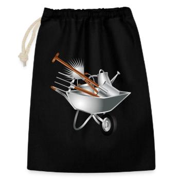 divers outils de jardinage dans une brouette - Sac cadeau 30 x 45 cm - noir - Devant