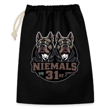 Niemals 31er - Geschenkbeutel aus Baumwolle (30 x 45 cm) - Schwarz - Vorne
