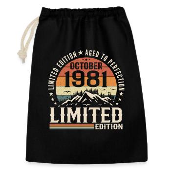 Geboren im Oktober 1981 - Vintage-Geschenk Oktober 1981 - Geschenkbeutel aus Baumwolle (30 x 45 cm) - Schwarz - Vorne