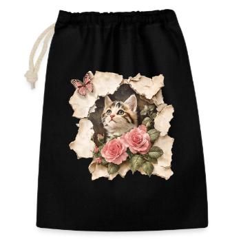 Chat au papillon - Sac cadeau 30 x 45 cm - noir - Devant