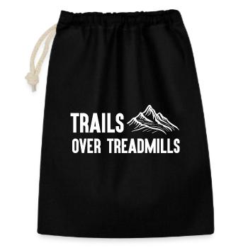 Trailrunning - Trails über Laufbänder - Geschenkbeutel aus Baumwolle (30 x 45 cm) - Schwarz - Vorne