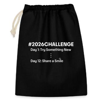2026 Challenge – Motivation & Neuanfang - Geschenkbeutel aus Baumwolle (30 x 45 cm) - Schwarz - Vorne