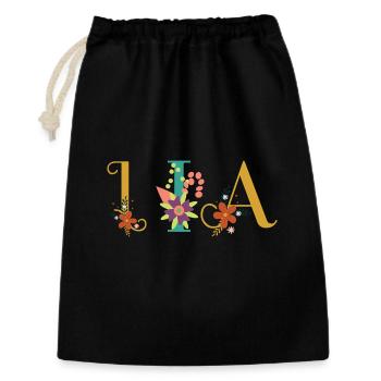 LIA Name Art With Flowers Embroidered - Gift Bag 30 x 45 cm - black - Front