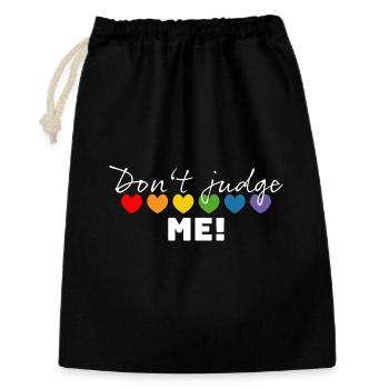 Regenbogenherzchen dont judge me weiss - Geschenkbeutel aus Baumwolle (30 x 45 cm) - Schwarz - Vorne