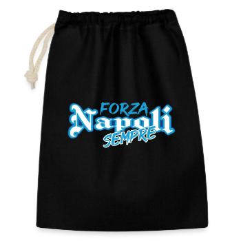 Fußball Neapel Forza Napoli sempre - Geschenkbeutel aus Baumwolle (30 x 45 cm) - Schwarz - Vorne