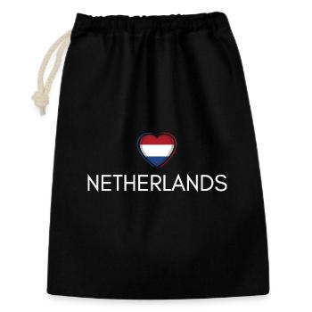 Cœur avec drapeau des Pays-Bas - Sac cadeau 30 x 45 cm - noir - Devant