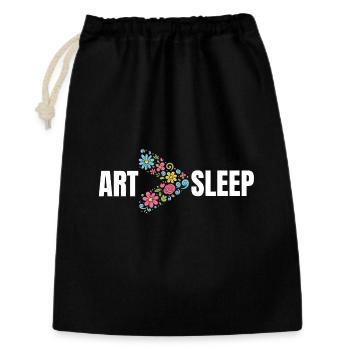 Blumenkunst > Schlaf – Lustiger Künstler T-Shirt - Geschenkbeutel aus Baumwolle (30 x 45 cm) - Schwarz - Vorne