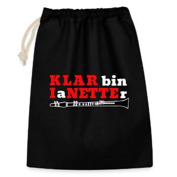 Klarinette - Klar bin I a Netter - Klarinettist - Geschenkbeutel aus Baumwolle (30 x 45 cm) - Schwarz - Vorne