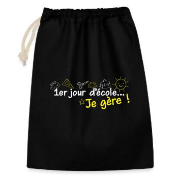 1st day of school I manage! White and Yellow - Gift Bag 30 x 45 cm - black - Front