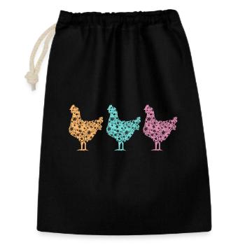 Fans de poulet - Coq - Coq - Poulet fleur - Bio - Sac cadeau 30 x 45 cm - noir - Devant