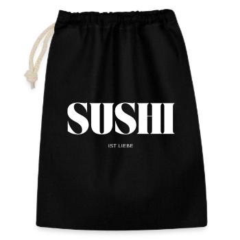 Sushi ist Liebe - Geschenkbeutel aus Baumwolle (30 x 45 cm) - Schwarz - Vorne