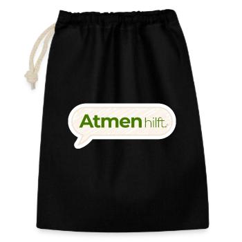 Atmen hilft – Achtsamkeitsspruch in Moosgrün - Geschenkbeutel aus Baumwolle (30 x 45 cm) - Schwarz - Vorne